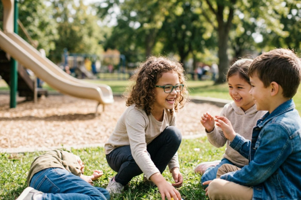 Kids playing together outside